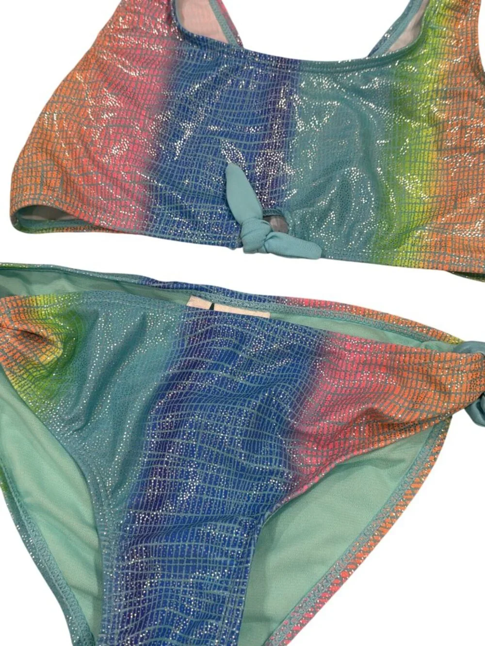 Limited Too Girls Rainbow Glitter Two-Piece Swimsuit Size 10/12